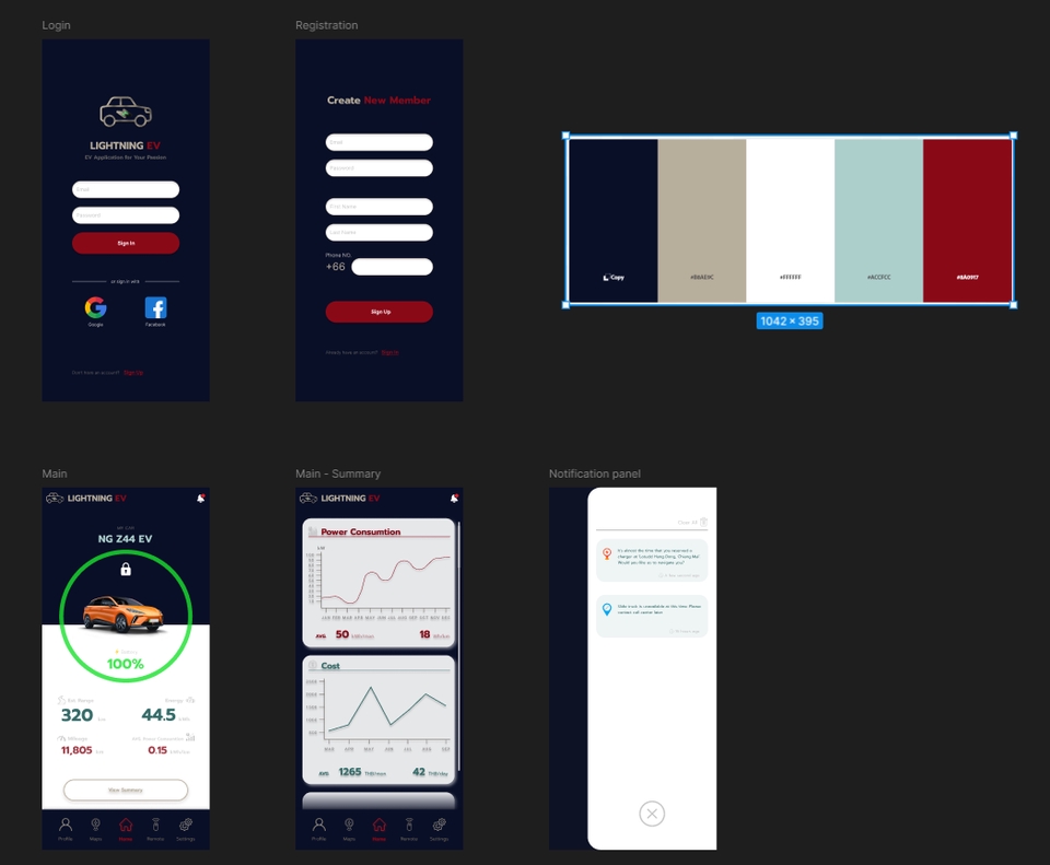 ออกแบบUI UX แอปพลิเคชันรถยนต์ไฟฟ้า