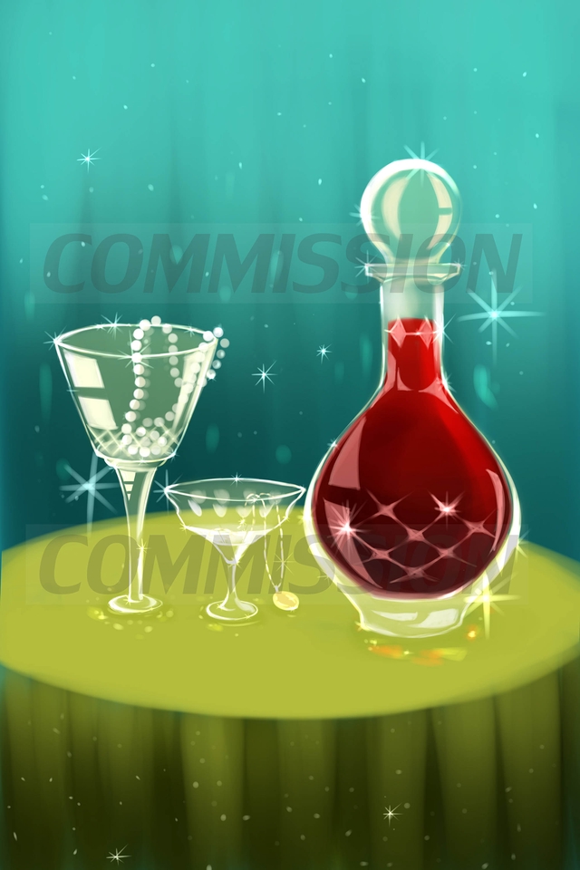 วาดภาพประกอบดิจิตอลเพ้นท์  ภาพวาดเครื่องดื่มและเครื่องประดับ