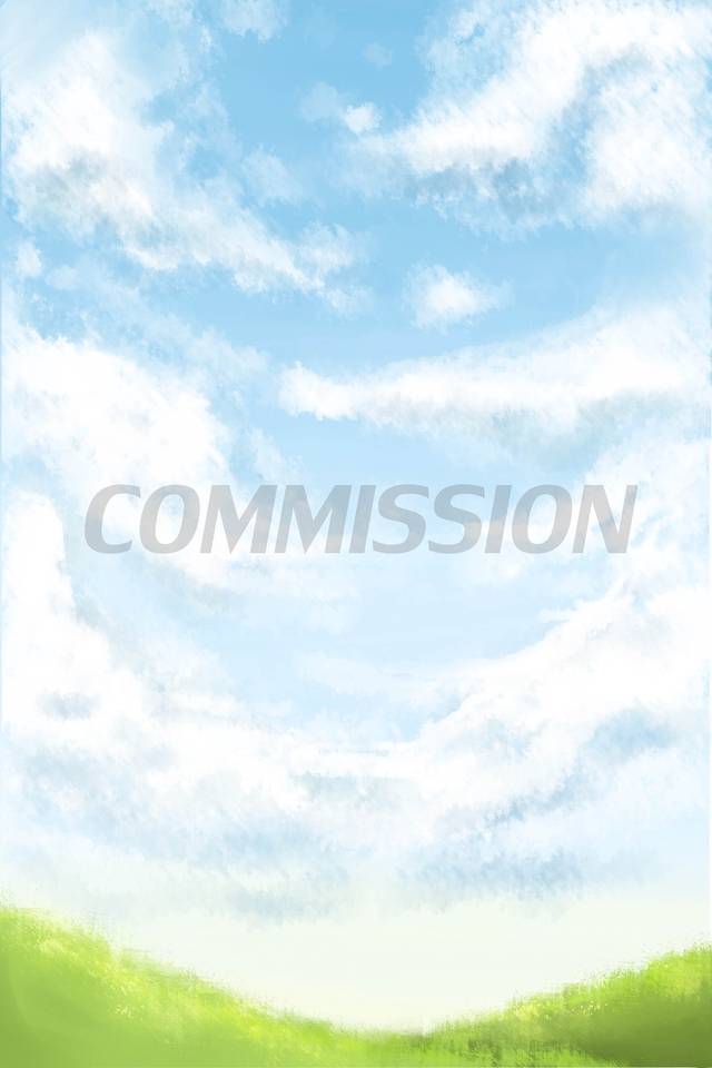 วาดภาพประกอบภาพท้องฟ้าและทุ่งหญ้าสีเขียว