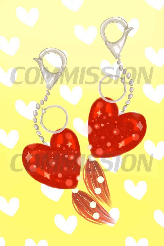 รับวาดภาพประกอบของเล่นเด็กน่ารัก รูปหัวใจสีแดง