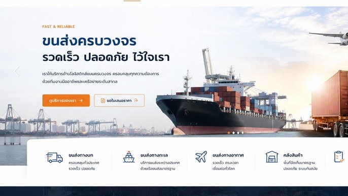รับทําเว็บไซต์ ขายของออนไลน์ บริการขนส่งสินค้าทางเรือ เครื่องบิน และรถบรรทุกครบวงจร