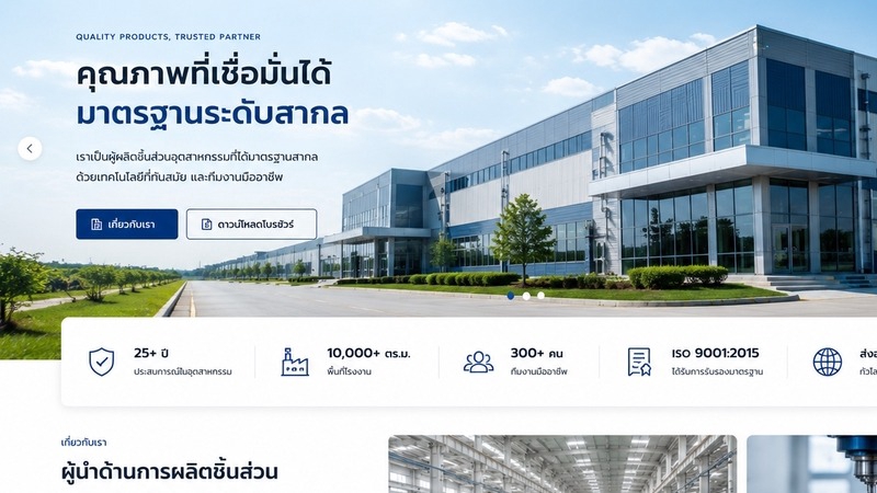 รับทำเว็บไซต์บริษัท สไตล์โมเดิร์น โชว์รูมและโรงงานที่ทันสมัย พร้อมข้อมูลด้านคุณภาพที่เชื่อถือได้