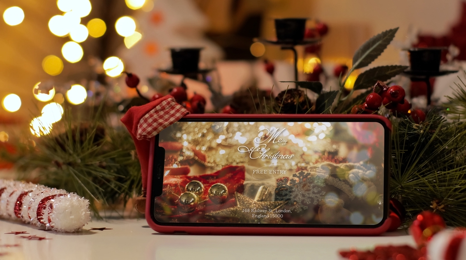 รับออกแบบแบนเนอร์ facebook ภาพหน้าจอมือถือสวยงามธีมคริสต์มาส พร้อมข้อความ Merry Christmas