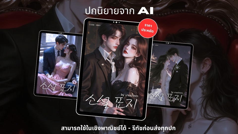 ปกนิยาย AI เหมาะพกับพระเอกธงแดง