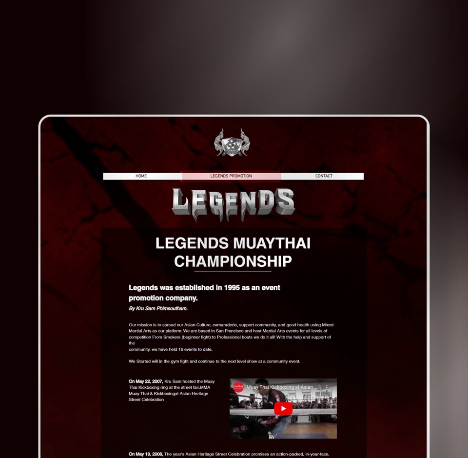 รับทำเว็บไซต์อีเว้นท์มวยไทย Legends ดีไซน์โดดเด่น น่าสนใจ ช่วยดึงดูดลูกค้า