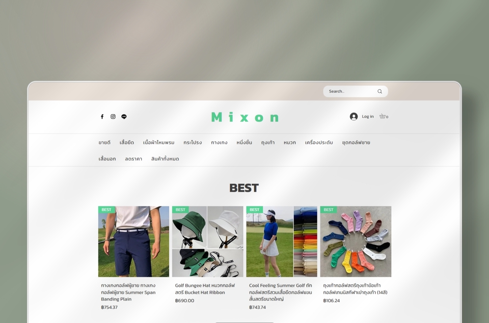 รับทำเว็บไซต์ขายของออนไลน์ Mixon ดีไซน์ขาวเขียว สวย ใช้งานง่าย รองรับเว็บสำเร็จรูป Wix