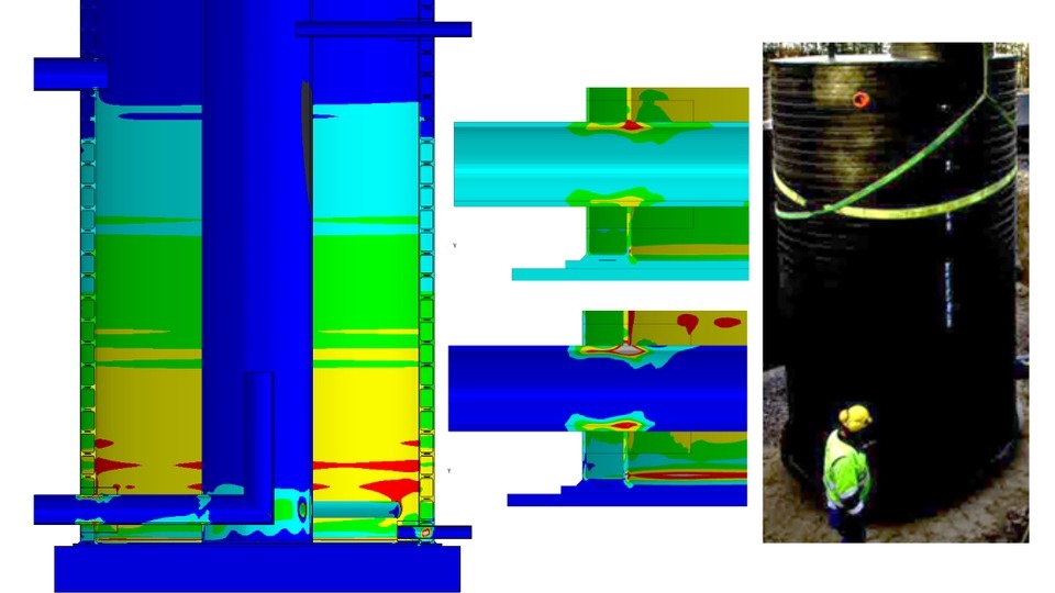 Finite element analysis HDPE tank structure stress failure fracture crack testing