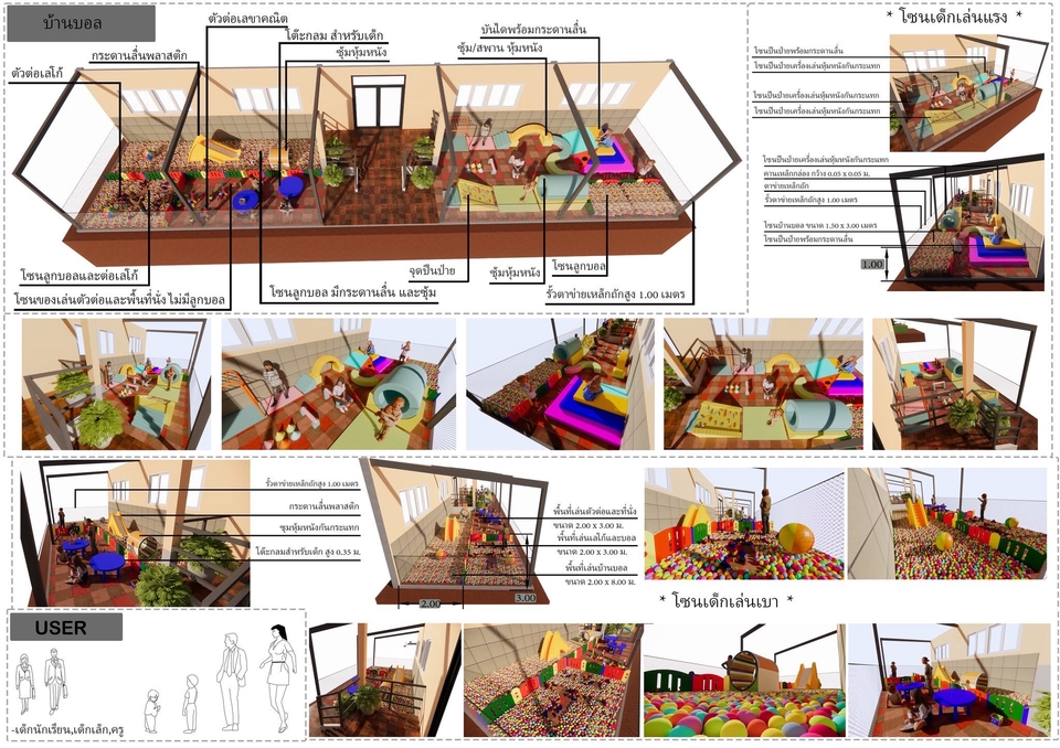 รับทำโมเดล3D ออกแบบพื้นที่เล่นเด็ก แบบจำลอง3มิติ