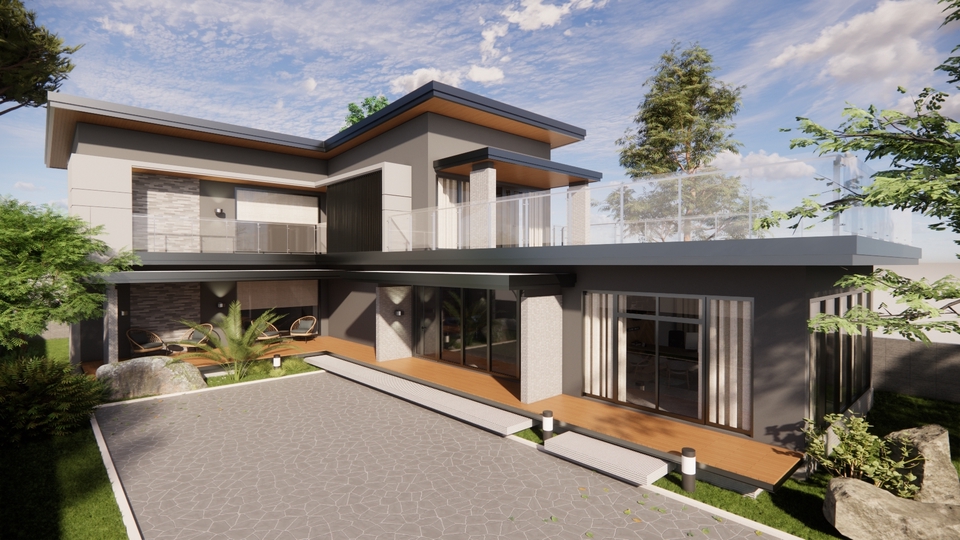 ออกแบบบ้าน3D perspective โมเดลบ้าน3มิติ ราคาถูก