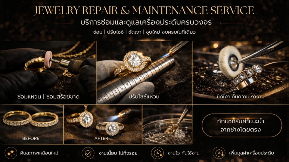 Jewelry Repair & Stone Setting ซ่อมเครื่องประดับ ปรับไซซ์ ขัดเงา แก้เพชรหลุด