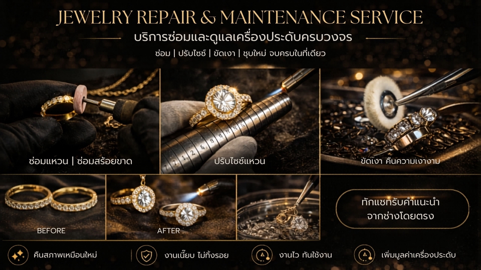 Jewelry Repair ซ่อมเครื่องประดับ ปรับไซซ์ ขัดเงา ฝังเพชร