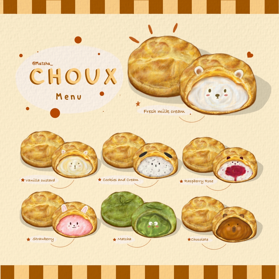 รับวาดภาพเหมือนขนมชูว์น่ารักสไตล์การ์ตูน