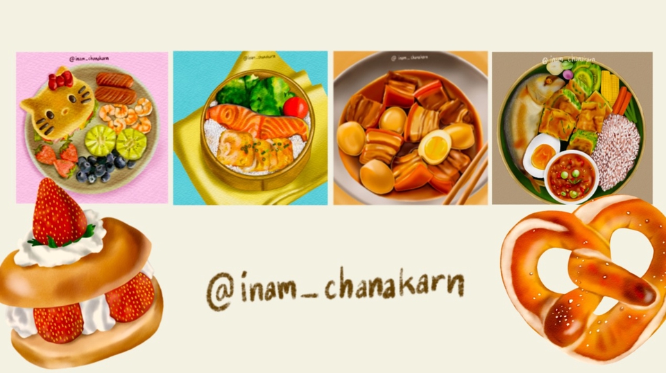 วาดภาพประกอบอาหารน่ารัก สไตล์ดิจิตอลเพ้นท์