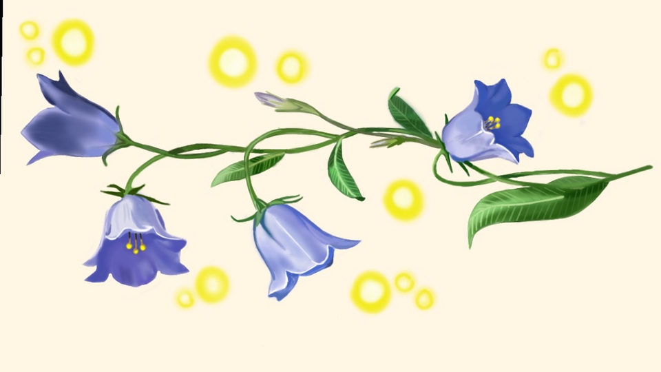 รับวาดภาพเหมือนภาพวาดดอกไม้สีน้ำเงินสวยงาม