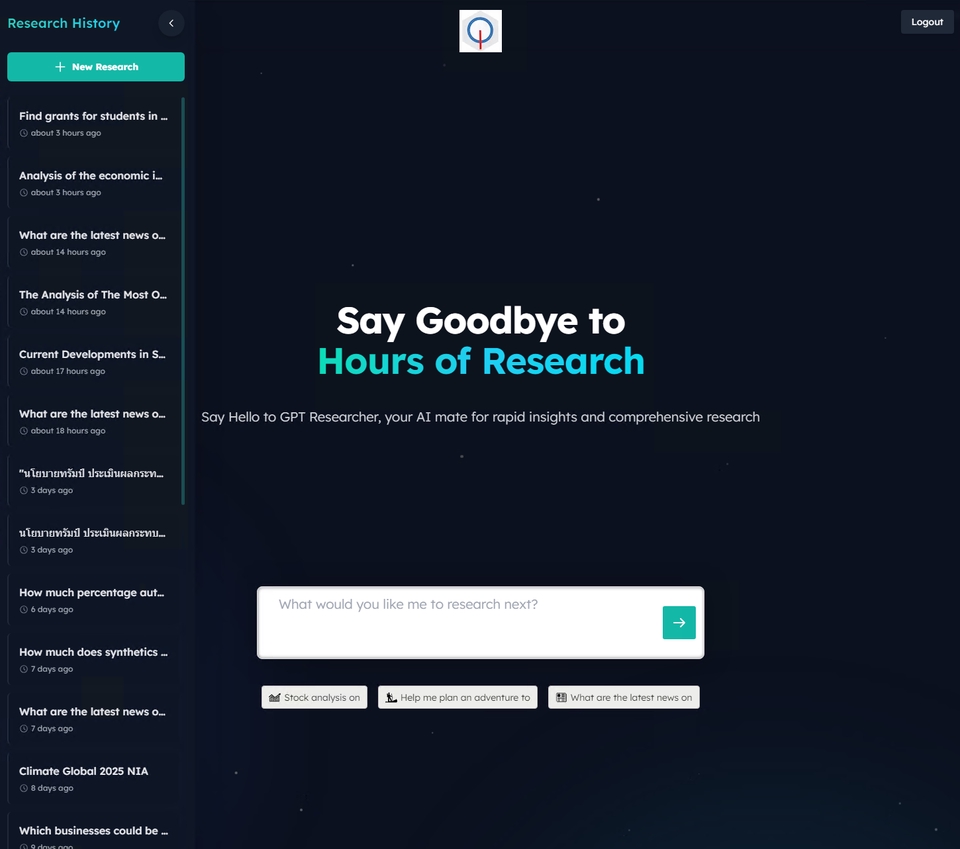 ให้คำปรึกษา AI ที่ช่วยทำการวิจัยและวิเคราะห์ข้อมูลอย่างรวดเร็ว ด้วย AI researcher ที่ทันสมัย ช่วยลดเวลาในการค้นคว้าข้อมูล ค้นหาข้อมูลเชิงลึกและครอบคลุม รับคำปรึกษาด้าน AI ผู้เชี่ยวชาญด้าน AI