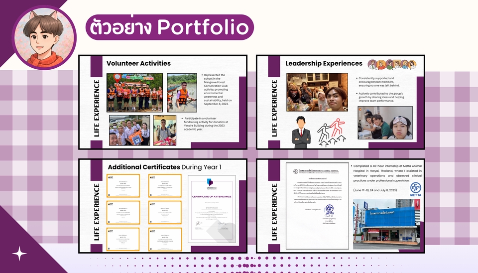 รับทำพอร์ตโฟลิโอ ตัวอย่างผลงานเรซูเม่