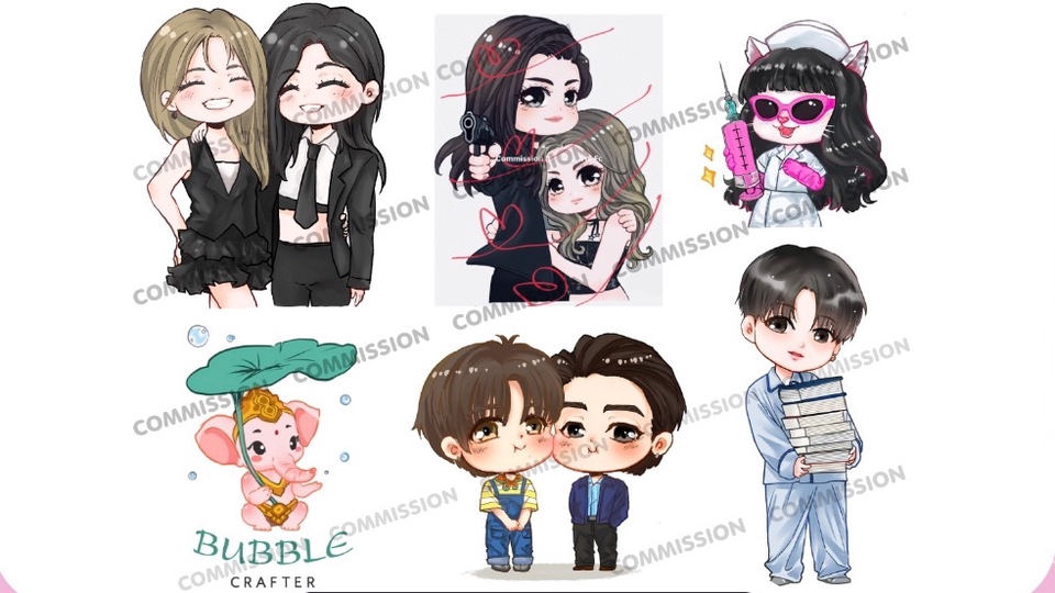 วาดภาพการ์ตูน - รับวาดการ์ตูนจิบิ Chibi น่ารัก - 4