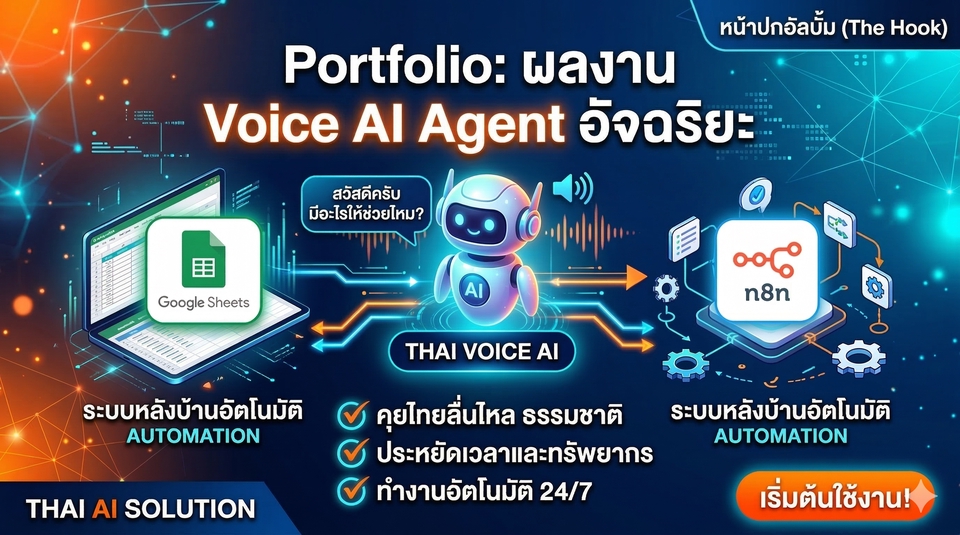 รับทำ AI Automation - รับสร้าง Voice AI Agent อัจฉริยะ โต้ตอบด้วยเสียงภาษาไทย เชื่อมต่อ Google Sheets และ n8n สำหรับธุรกิจ - 3