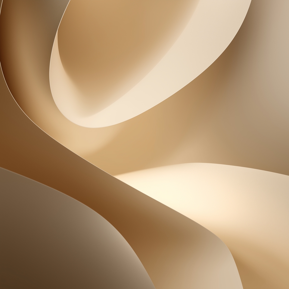 Smooth abstract ribbons with warm light and shadow, clean minimal design