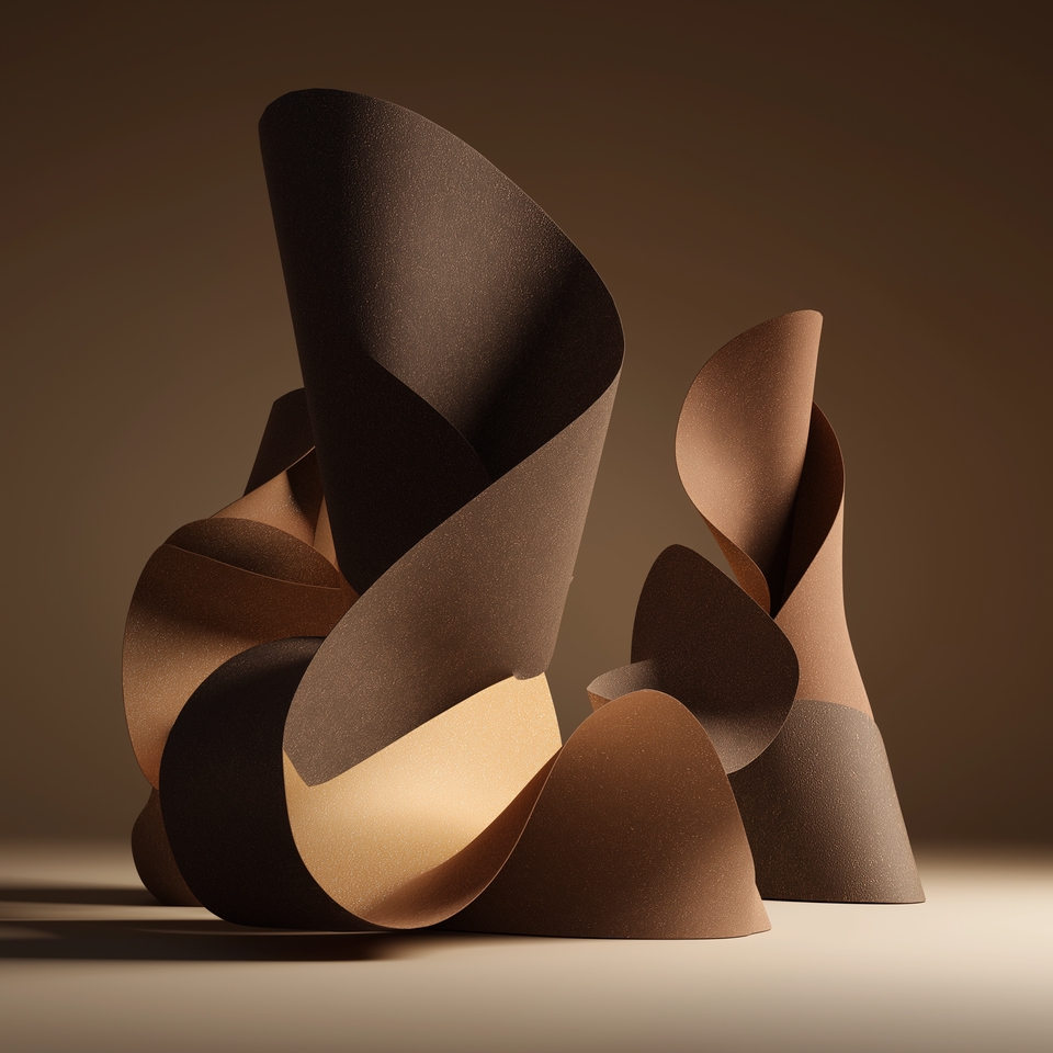 Layered abstract shapes with gentle curves, modern and elegant composition
