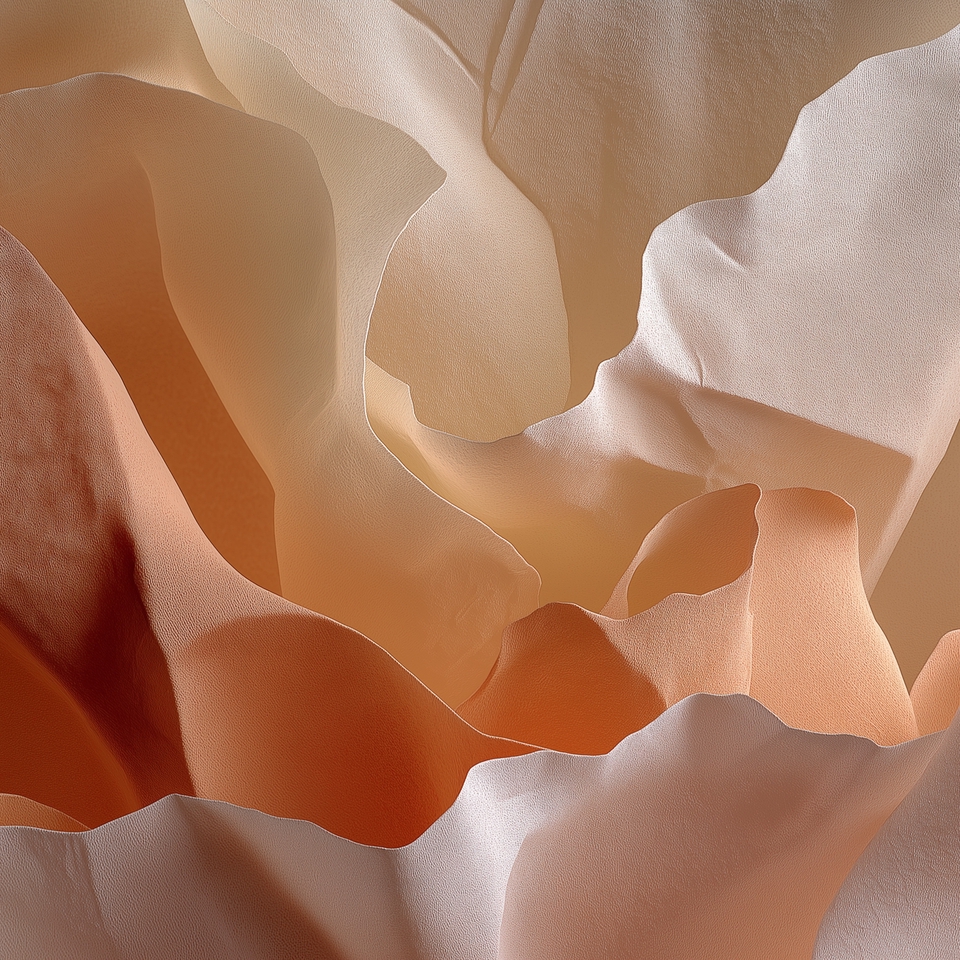 Flowing ribbon-like curves with golden beige tones, smooth and luxurious mood