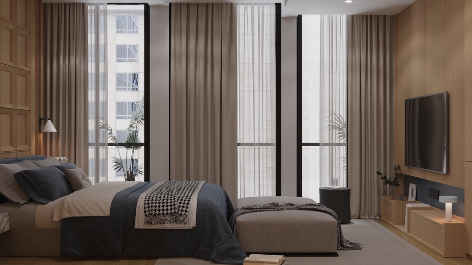 รับออกแบบตกแต่งภายในห้องนอนหรู สไตล์โมเดิร์น