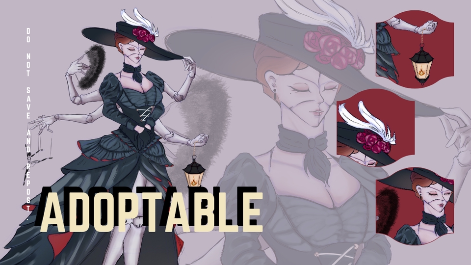 ออกแบบตัวละครหญิงสวยสไตล์ญี่ปุ่น พร้อมตุ๊กตาและตะเกียง  คาแรคเตอร์น่ารัก  รับออกแบบตัวละคร