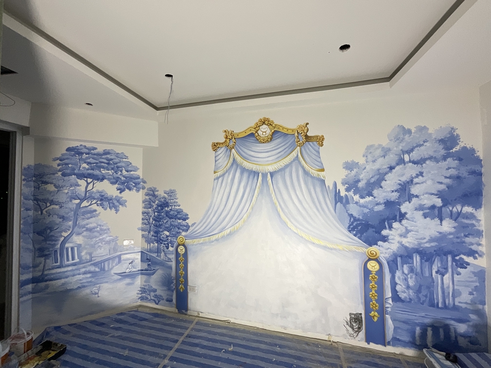 รับเพ้นท์ผนังลายยุโรปสวยงาม วาดภาพฝาผนังลายคลาสสิก ให้บริการเพ้นท์ผนัง ราคาไม่แพง