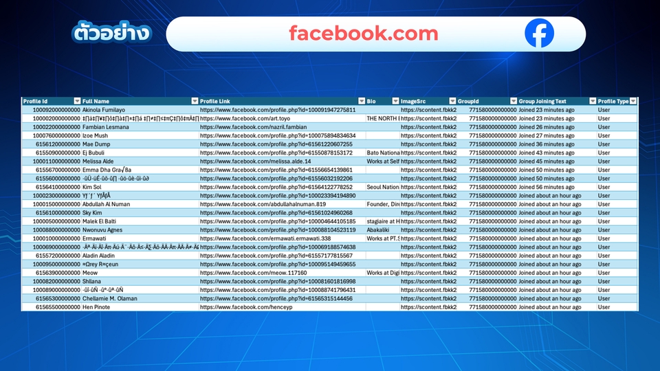ดึงข้อมูล facebook.com