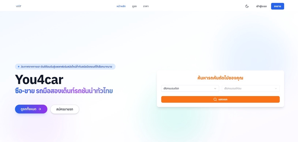 รับทำเว็บไซต์ขายรถยนต์มือสอง You4car เว็บไซต์รถมือสอง