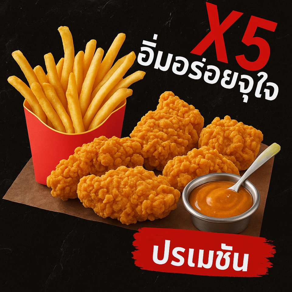 รับทำคอนเทนต์มาร์เก็ตติ้ง อาหารฟาสต์ฟู้ด โปรโมชั่น X5