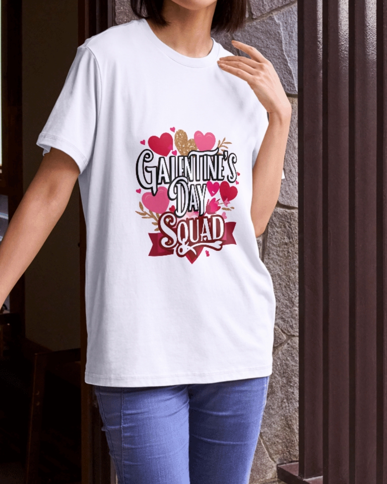 รับสกรีนเสื้อยืดลายวาเลนไทน์  สีขาว  พิมพ์ลายหัวใจ