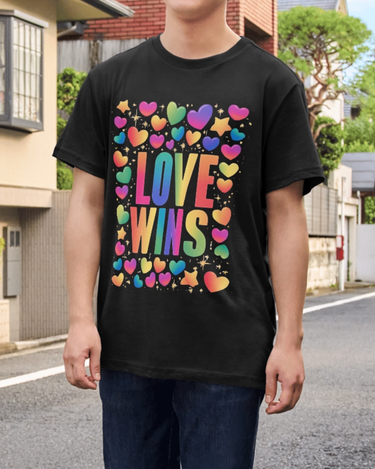 รับสกรีนเสื้อยืด Love Wins ลายสีรุ้ง