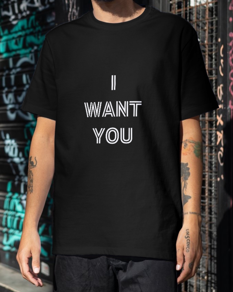 รับสกรีนเสื้อผ้า I WANT YOU  ลายสวยคมชัด