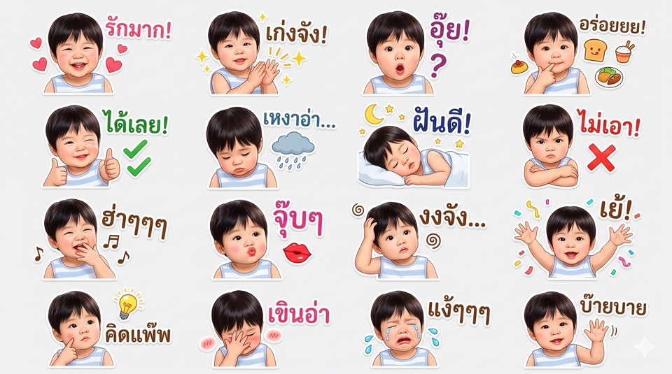 ภาพเด็กน้อยน่ารักหลายอารมณ์ ออกแบบสติ๊กเกอร์ไลน์รูปลูก สร้างสติกเกอร์ไลน์หน้าตัวเอง รับออกแบบสติ๊กเกอร์ line สำหรับแชท รับวาดสติ๊กเกอร์ไลน์ วาดสติ๊กเกอร์ไลน์น่ารักๆ รับทําสติ๊กเกอร์ไลน์การ์ตูน