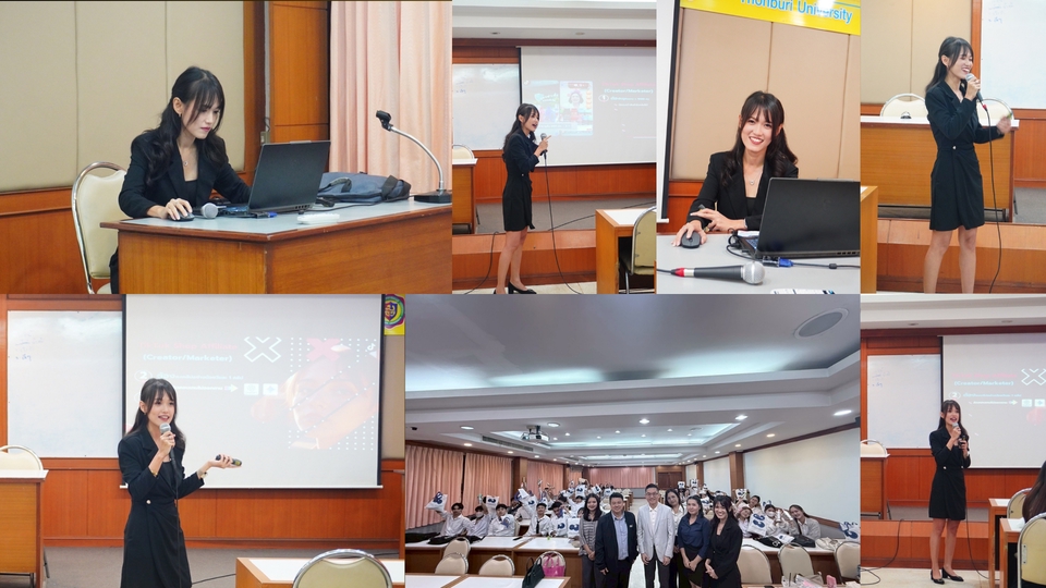 งานสัมนาที่มหาวิทยาลัยธนบุรี บรรยายแลกเปลี่ยนความรู้เรื่อง TikTokAffiliate ให้นิสิตฟัง