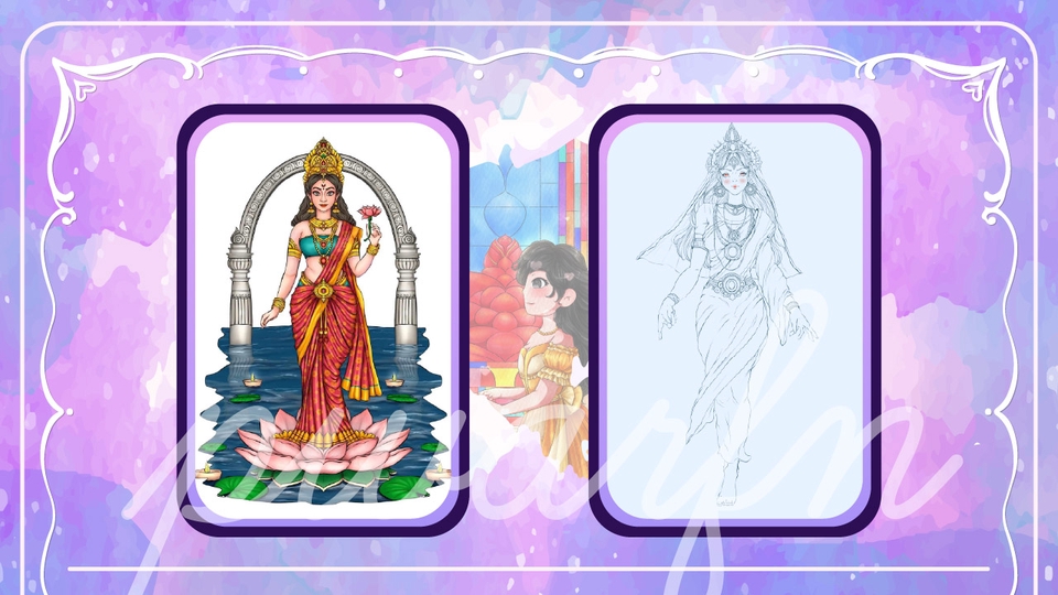 รับวาดรูปการ์ตูนอนิเมะหญิงสวย สไตล์มินิมอล ภาพวาดระบายสีและลายเส้น