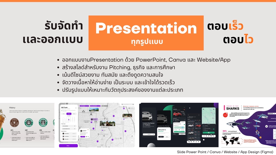 รับทำ presentation ทุกรูปแบบ พร้อมออกแบบสไลด์ให้สวยงามทันสมัย ดึงดูดความสนใจ เหมาะสำหรับงานต่างๆ