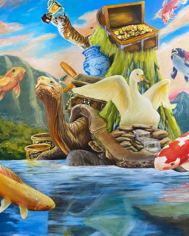 รับทำของขวัญแฮนเมดภาพวาดสีน้ำมันสัตว์หลากหลาย