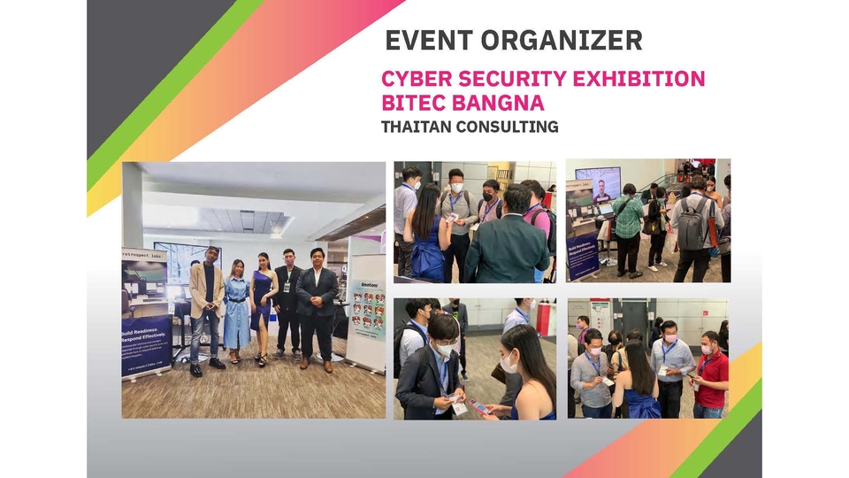 รับออกแบบแบนเนอร์ facebook สำหรับงาน Cyber Security Exhibition ที่ BITEC Bangna โดยมีภาพถ่ายบรรยากาศภายในงานและการรวมกลุ่มของทีมงาน เป็นตัวอย่างงานออกแบบแบนเนอร์และภาพโฆษณาต่างๆ ออกแบบแบนเนอร์สวยๆ ให้ตรงกลุ่มเป้าหมายของคุณ รับออกแบบแบนเนอร์ ig