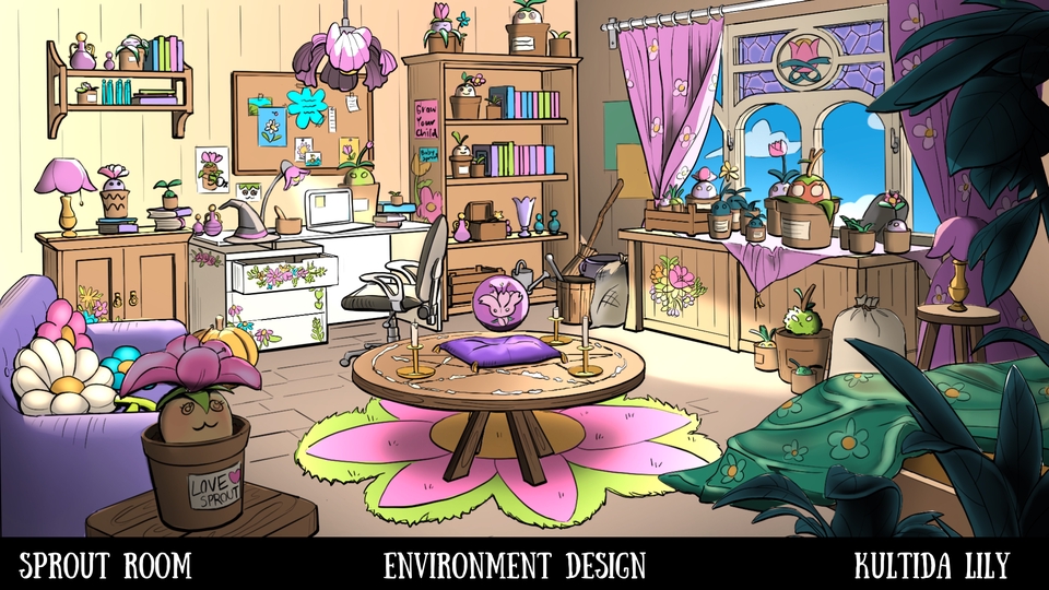 วาดภาพประกอบดิจิตอลเพ้นท์ห้องต้นกล้า  ภาพประกอบเกม