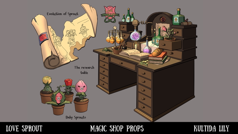 วาดภาพประกอบเกมออนไลน์ภาพร้านขายของวิเศษ