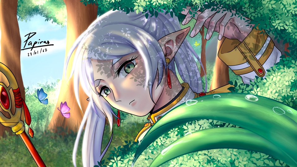 รูปลงสีคาแรคเตอร์ ฟรีเรนจากเรื่อง คำอธิษฐานในวันที่จากลา Frieren