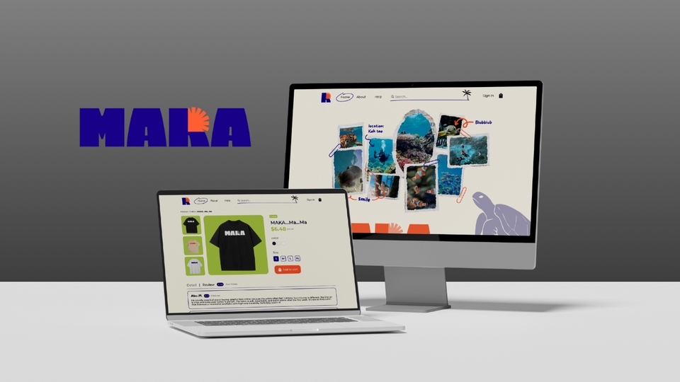 ขายสินค้า Streetwear แบรนด์ MAKA ดีไซน์กราฟิกสดใส มีพลัง ผสมระหว่าง Collage Art และ Product Display