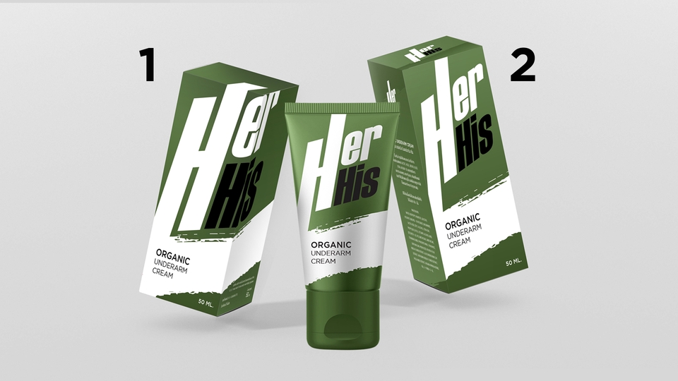 ออกแบบสื่อสิ่งพิมพ์ครีมบำรุงผิวใต้วงแขนHerHis