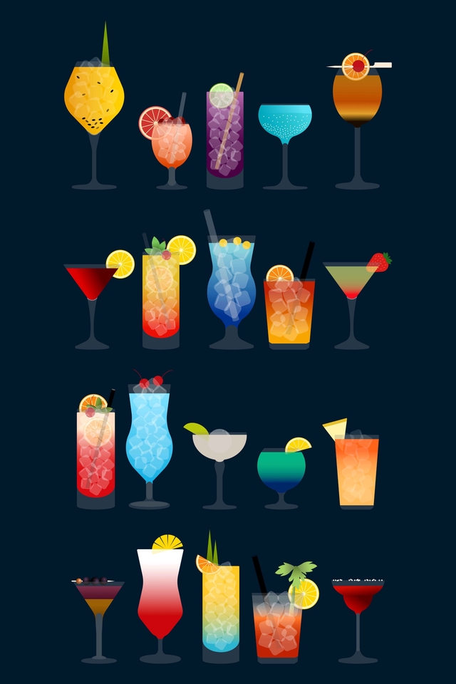 รับวาดภาพประกอบเครื่องดื่มค็อกเทลสีสันสดใส