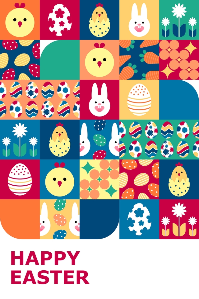 วาดภาพประกอบอีสเตอร์น่ารัก ภาพประกอบการ์ดอวยพร