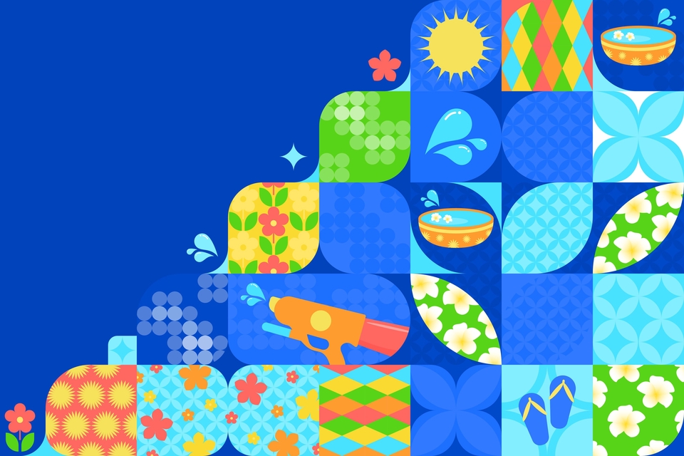 วาดภาพประกอบสงกรานต์ สีสันสดใส งานอีเว้นท์