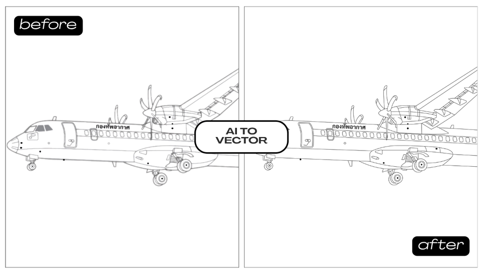 รับวาดภาพประกอบเวกเตอร์ เครื่องบิน before after แปลงไฟล์ AI เป็น Vector