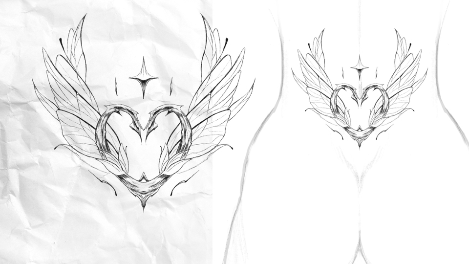 ออกแบบลายสักปีกนางฟ้าหัวใจสวยๆ